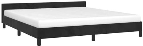 vidaXL Cadre de Lit avec Tête de Lit Sommier à Lattes Lit Rembourré Cadre à Lattes Lit Double Adulte Meuble de Chambre Noir 160x200 cm Velours