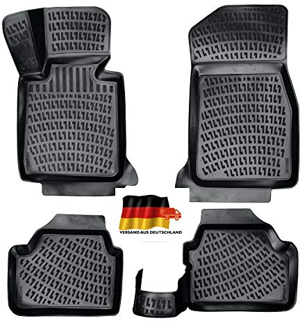 Rizline Passgenau 3D Fussmatten Auto Kompatibel mit BMW 3 G20 G21 ab 2019 Auto Zubehör 1. Und 2. Reihe Gummimatten Autos TPE Allwetter Geruchlos rutschfest Vorne und Hinten Schwarz