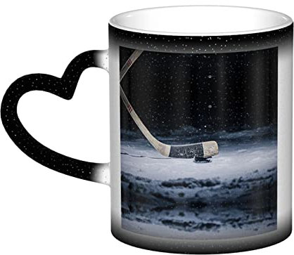 BURGHR Eishockeyschläger Wärme Farbe ändernde Kaffeetasse, Sternenhimmel Farbwechsel Tasse Keramik Trinkbecher Neuheit Geschenk