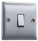 Single Light Switch Brushed Steel | VELTZ Pro | 1 Gang 2 Way 10 Amp | Slim Curved Round Edge Design | Wall Electrical Power Switched