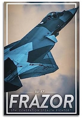 JONZA Kampfflugzeug-Poster Su-57 Jet-Flugzeug, dekoratives Gemälde, Leinwand, Wand und Kunstbild, Familienschlafzimmer-Dekoration, 30 x 45 cm
