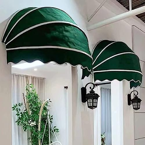 DAZULI Fenster Und Tür Markise, Faltbar Runden überdachung Abdeckung Uv Block Sonnenschirm, Polyester Stoff Dekorativ Volant, Robust Verzinkt Rahmen, (Size:150cm,Color:Grün)