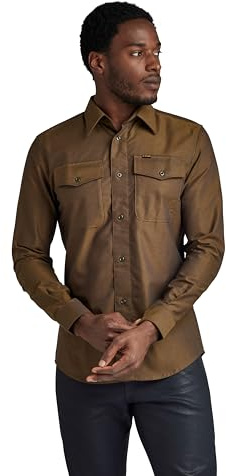 G-STAR RAW Herren Marine Slim Hemd, Mehrfarben (Tobacco/Imperial Blue Oxford D24963-7665-G295), S