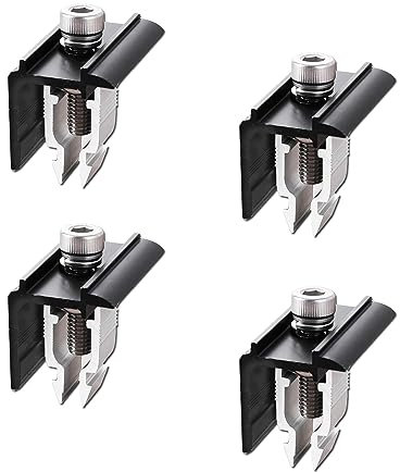 PARTSEE Solarmodul Halterung Endklemme vom Typ Bremssattel, Befestigung Solarmodul L-Klammern Verstellbare Solarpanel Halterung Randklemme Schwarz für gerahmte Modulhöhe 30mm-45mm (4pcs)