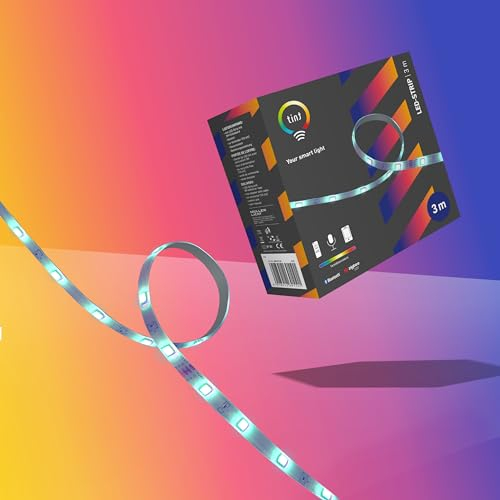 tint Smarter LED Strip Streifen, farbiges Licht RGB für indirekte Beleuchtung, Farbwechsel, 3m Länge, 6W, 6 vorprogrammierte Lichtszenen, Bluetooth+Zigbee, funktioniert mit Alexa