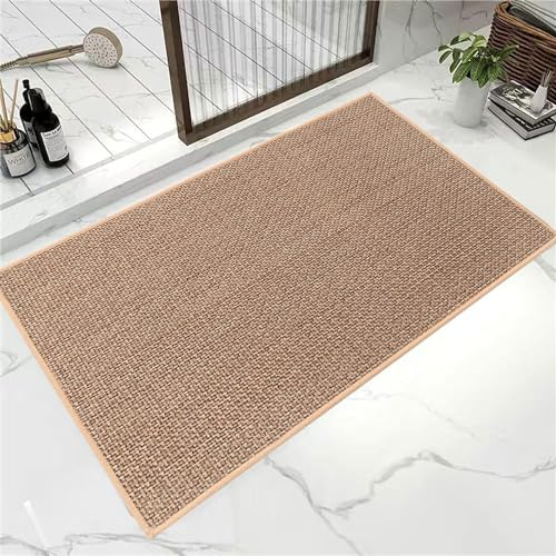 60 x 90 cm - Tapis de cuisine en lin - Lavable - Antidérapant - Anti-taches - Pour salle de bain et WC - Antidérapant - En toile de jute