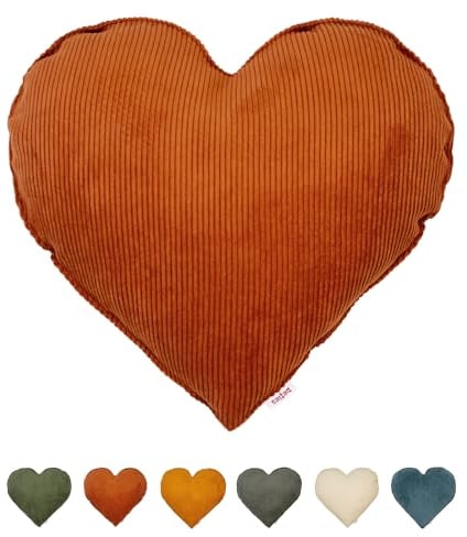 beties - HYggelig No.1 - Cord-Samt gefülltes Herzkissen ca. 40x35 cm; Kord Herzform Dekokissen in Raumausstatter Qualität aus Deutschen Unternehmen