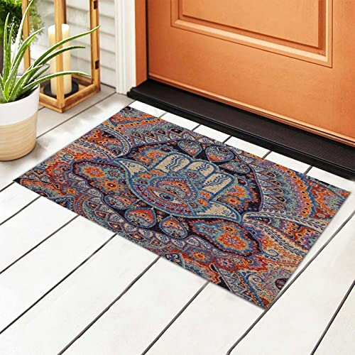 351 Dirt Trapper Mat 40X60Cm Fatima Hamsa Hand Evil Eye Door Mat Creative Bath Mat Anti-Mircobial Door Mat Indoor For Office, Kitchen, Patio