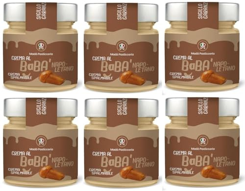 6er-Pack MADÒ PASTICCERIA Crema Spalmabile Babà Napoletano Handwerkliche Streichfähige Creme mit Neapolitanischer Babà Geschmack,200g Glas