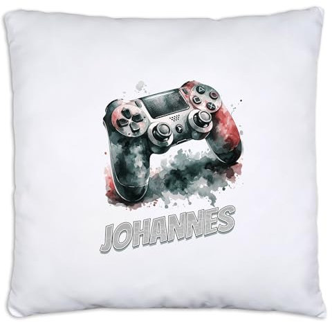 timalo® Personalisiertes Kissen mit Namen | personalisiertes Dekokissen mit Wunschname für Kinder individuelles Geschenk Kissenhülle Controller | kissen-ch-18