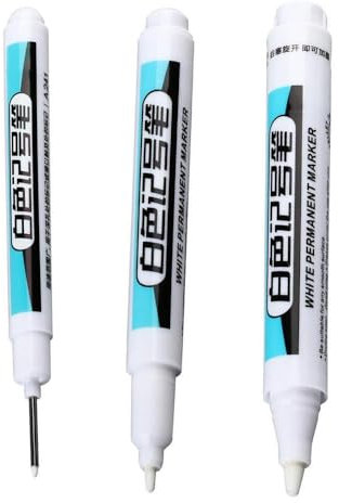 kkiuop Marqueur blanc 0,7/1,0/2,5 mm pour plastique, cuir, verre, pierre, métal, toile, stylos huileux à longue tête C2X0, marqueur étanche en céramique
