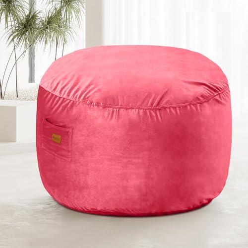 RAINBEAN Sitzsack-Stuhl, Deluxe-Samt, superweich, faul, mit Memory-Schaum gefüllt, bequemer Sitzsack für Erwachsene, Wohnzimmer, Schlafzimmer, Studentenwohnheim (73 cm, Rosa)