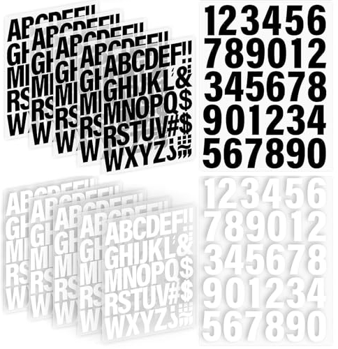 12 Sheets Iron on Letters & Numbers for Clothes 2 Inch Waterproof Iron-on Letters Iron on Numbers Heat Transfer Letters with A-Z Alphabet, 0-9 Numbers and Symbols Iron on Vinyl Letters (Black & White)