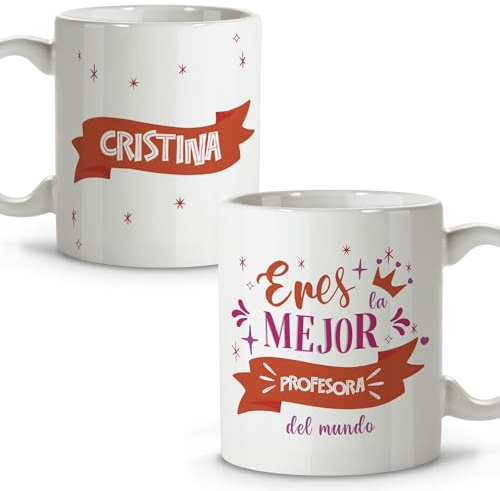 LolaPix Regalo maestra. Taza personalizada. Tazas de cafe originales.Regalos originales para profesores. Taza cerámica 330 ml.