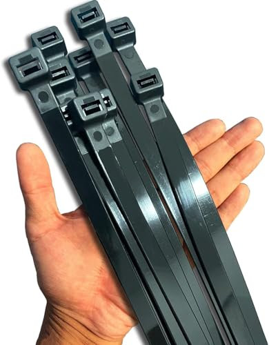 Bridas Plastico Grandes 1000mm x 12mm, Bridas Negras Largas 1m, Bridas para Cables Anchas Gigantes Brida Plástico Gruesas Fuertes Resistentes A Los Rayos UV Zip Ties 18 piezas
