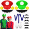 WEARXI Mario Luigi Kostüm Accessories, Mario Kostüm Kinder, Halloween Kostüm Kinder Herren, Karneval Kostüm Herren, Fasching Kostüme Herren Kostüm Set Deko Hosenträger