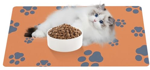 Tapis de gamelle pour chien et chat - 60 x 40 cm - Super absorbant - Antidérapant - Pour chats et chiens