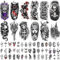 77 feuilles de tatouages ​​temporaires, faux tatouages ​​mystérieux d'horreur de style gothique pour adultes adolescents, grands tatouages ​​temporaires imperméables pour le maquillage d'horreur