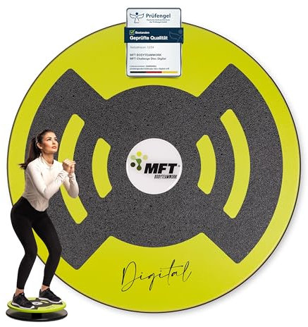 MFT Challenge Disc Digital (MFT Grün) Balance Board mit digitalem Balancesensor mit kostenloser App für Bewegung und Spaß, Premium Qualität aus Holz mit rutschfesten Belägen (made in Austria)