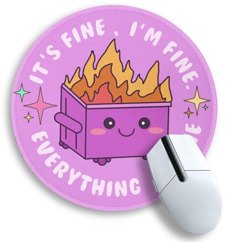 Gctriki Tapis de souris Dumpster on Fire, joli tapis de souris rond pour bureau, tapis de souris violet amusant pour ordinateur portable, jeux vidéo, bords cousus et base en caoutchouc antidérapant,