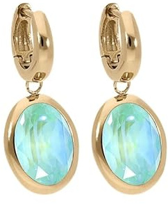 Qudo Creolen TIVOLA small Ohrringe aus gold Edelstahl beschichtet (crystal silky sage delite)