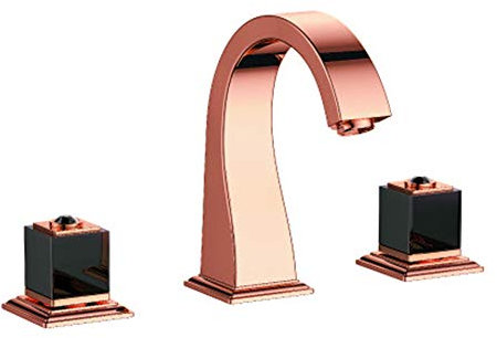OLSKFUH Basin Faucet Bathroom Sink Faucet, Brass Golden Paint 3 Holes Double Handles Luxury Bathbasin Bathtub Taps, Hot & Cold Mixer Basin Faucets Mixer Taps,Rose Gold