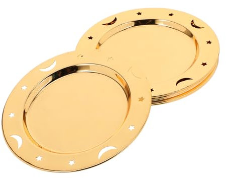 PEPLAYTAL 6 Piezas Bandeja Platos De Bistec Platos De Metal Aleación De Zinc Golden