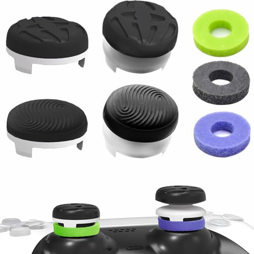 TEUVO Grip Joystick PS5 - FPS Capuchons Joystick PS5 & PS4 Accessoires Manette PS4 7 Set, 4 Thumbsticks Grip + 3 Anneaux de Précision Controller Thumb Grips à Aide avec Viser, Réduire Pouce Fatigue