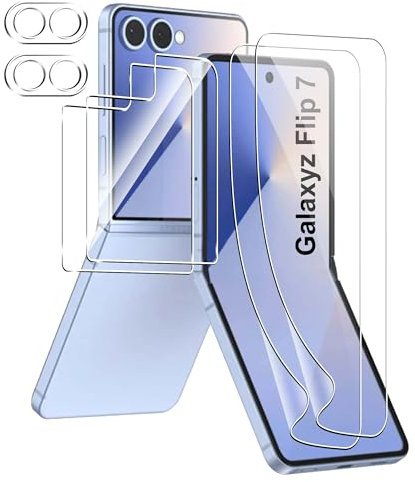 FDHYFGDY Schutzfolie für Samsung Galaxy Z Flip 7 für Panzerglas,[2+2+2] Stück Innere TPU folie+ Externe Schutzfolie+ Kameraschutz Folie, HD Klar, Anti-Kratzen Panzerfolie