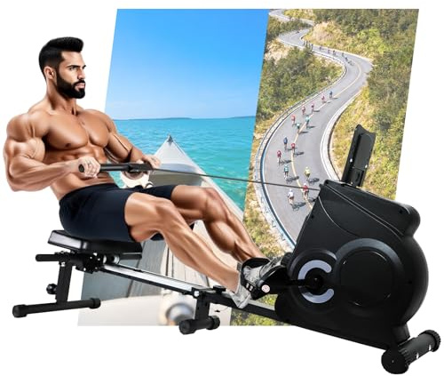Die Neuheit RudergeräT für Zuhause und hometrainer fahrrad2-in-1,klappbar，Einstellbar,Dual Slide Rail, leise, Einfacher Aufbau,immersives Rudererlebnis, Ideal für Heimfitness Steinkohlegrau.