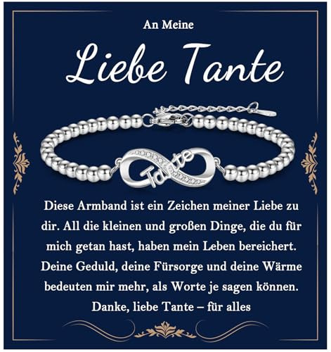 EYQV Tante Geschenk, Infinity Armband mit Gravur für Tante, Geschenke für Tante von Nichte Neffe, Geburtstagsgeschenk für Tante, Geschenkideen für die Tante zum Geburtstag Weihnachten Muttertag