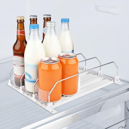 GFUEIGJ 32cm Kühlschrank Organizer Getränke Automatischer Kühlschrank Dosen Organizer 3 Reihen Dosenhalter Kühlschrank Fridge Organizer für Küche Supermärkte Abstellraum