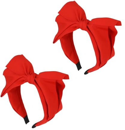 Modisches Damen-Stirnband mit Schleife, exquisit geknotete Schleife, Stirnbänder für Damen, Stirnband mit doppellagiger Schleife, roter Knoten, Kopfband, Zubehör für Frauen und Mädchen, Haarpflege, 2
