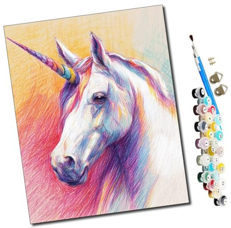 WMZPOY Peinture par Numéro Adulte Licorne arc-en-ciel (2) 40x50cm Bricolage Tableau Peindre par Nombre pour Enfants Jouets à peindre, cadeaux peints à la mainHome Decor