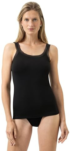 Mey Damen Top: Figurbetont, Tiefer Rundhalsausschnitt, Elastische Spitzenverzierung, Breite Träger, Serie Modal Lace