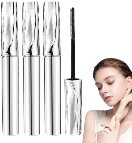 Xivicii 3 Pcs Iron Wand Mascara Black, Waterproof Curling Eyelash Iron Strong Mascara for Women Daily Use