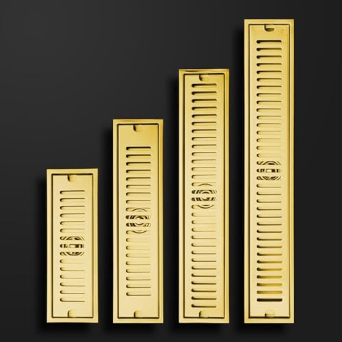 Desagüe Lineal De Ducha con Rejilla De Ladrillo, Desagüe Lineal De Suelo De Acero Inoxidable, Desagüe Rectangular De Suelo con Filtro para Baños, Garajes Y Sótanos., Gold, 40cm