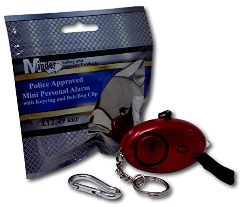 Minder® 140db Police Approved Mini Minder Loud Personal Staff Panic Rape Attack Safety Security Alarm Keyring w/Torch - Secured by Design Approved (Police Preferred Specification) (Red)
