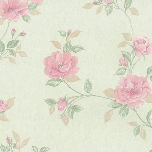 md29437 – Seide Naturmotive Blumen creme, grün, Tapete Pink Galerie
