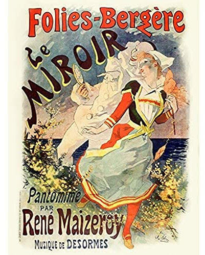 FINE ART PRINTS Cheret Folies-Bergere Spiegel Nouveau Werbung ungerahmt Wandkunst Poster Home Decor Premium