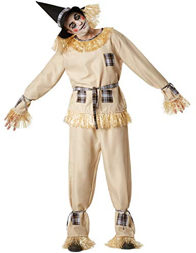 dressforfun 901035 Vogelscheuche Kostüm, Strohpuppe Verkleidung für Damen Herren, mit Hut und Kunststroh, für Fasching Karneval Halloween, beige - diverse Größen - (XL | Nr. 304603)