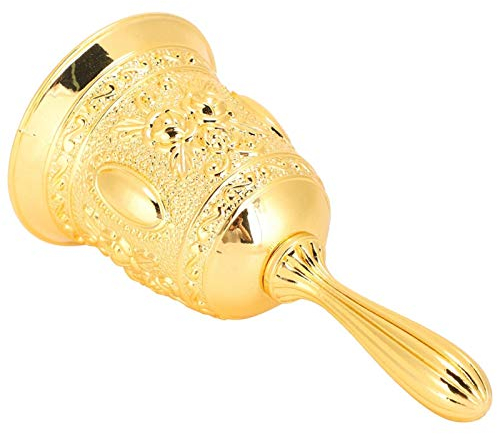 Jacksking Glocke, praktische Klassische goldene haltbare Zinklegierung weit verbreitete schöne Handglocke, für Hotelglocke für Tischglocke Kleine Geschenkklasse Glocke