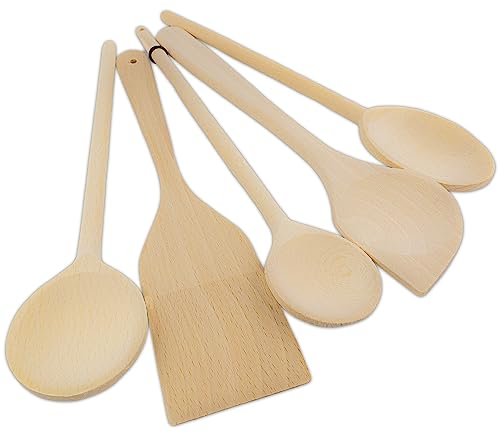 SOHFA 30cm Küchenutensilien aus Buchenholz – made in europe | Kochlöffel mit Loch zum Aufhängen | Küchenhelfer aus Holz zum Kochen