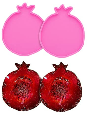 2 Stück Harzformen Silikon Granatapfel Untersetzer Form Geode Achat Silikonformen für Harz Epoxidharz Gießformen für DIY Einzigartige Tassenmatte Heimdekoration Harztablett Handwerk Epoxidgussformen