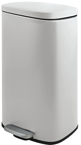 Spirella SP2711 Cubo de Basura de 50 litros Cocina, Cierre Suave, Interior de plástico, con Pedal, Color Blanco