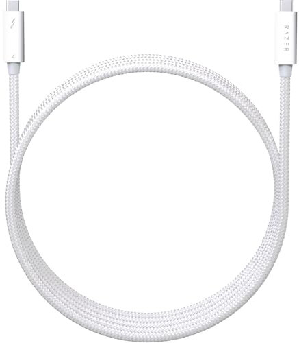 Razer Thunderbolt 4 Cable (2.0m / 6.56ft): Up to 40 Gigabits Per Second - Up to 8K Resolutions - Up to 100W Charging - Compatible with Windows PC/Mac/Thunderbolt 3 Devices - White