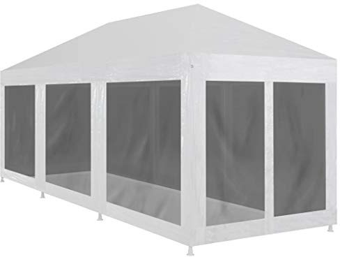 Kstyhome Partyzelt mit 8 Mesh-Seitenwänden, Pavillon, Zeltgarage, Bierzelt, Weidezelt, Carport, Lagerzelt Winterfest, Garagenzelt, Gartenpavillon, 9 x 3 m