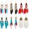 Vspek 6 Pairs Boho Feather Earrings, Bohemian Faux Feather Earrings Set, Ladies Ethnic Long Colorful Feather Fringe Earrings for Christmas Valentine's Day Mother's Day Birthday Gift