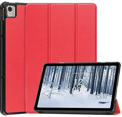 Case2go - Hülle kompatibel mit Nokia T21 10.4 (2022) - Mit AutoWake-Funktion TPU Tablet Case Schutzhülle - Rot