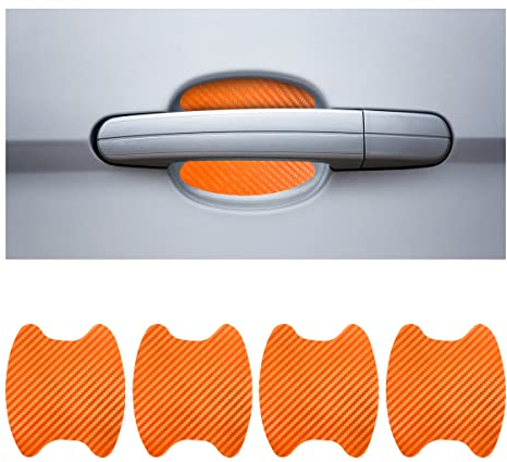 CGEAMDY 4PCS Exterior Car Stickers, Carbon Fiber Protection Film für Autofolie, Kratzfeste Schutzfolie, Universal Fit für die meisten Fahrzeuge (Orange)